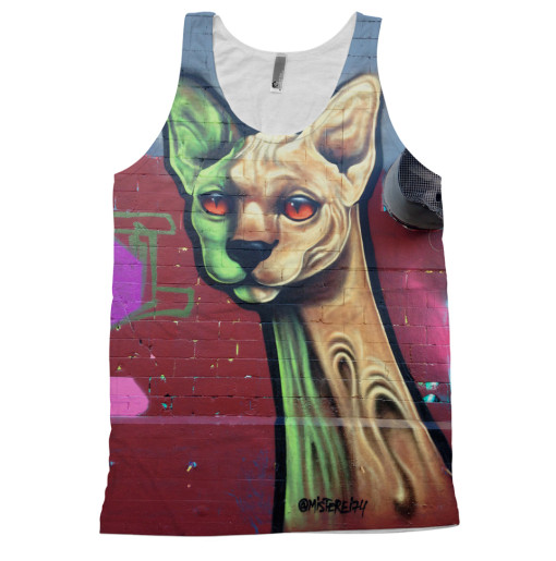 art tee shirt cat tank front